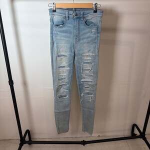 American Eagle Ne(x)t Level Highest Rise Destructed Jeggings Size 4 Long
